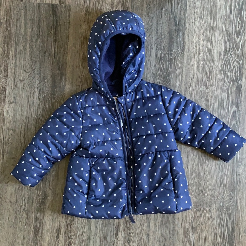 18m Navy Polka Dot Toddler Winter Coat